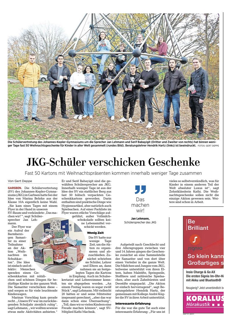 Vollständiger HAZ-Artikel vo. 22.22.21 © Leine Zeitung, HAZ